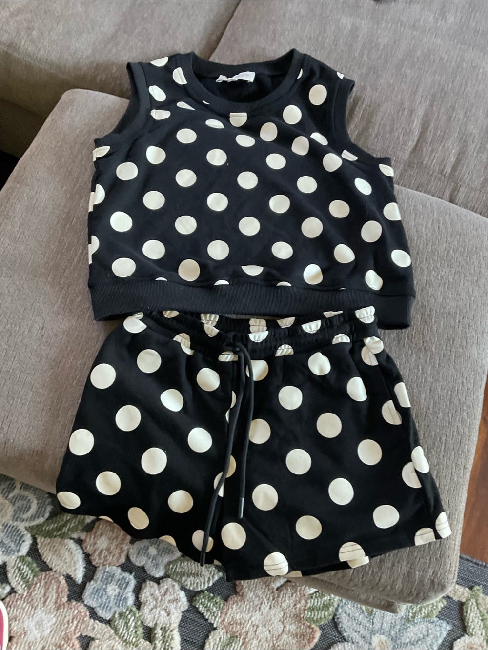 Black & White Polka Dot Women's Sleeveless Pajama Set